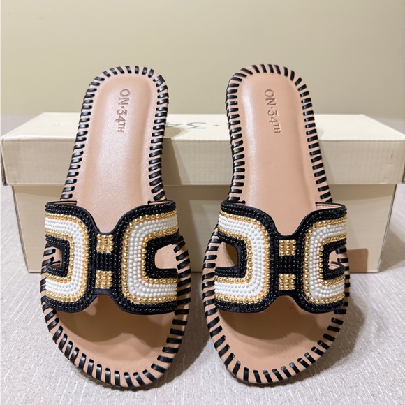 ON 34th Shoes - On 34th Mansi Beaded H-Band Flat Sandals